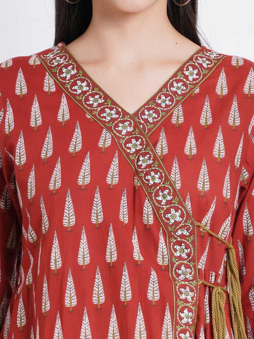 Mul Cotton Angrakha Kurta with Hand Embellishments