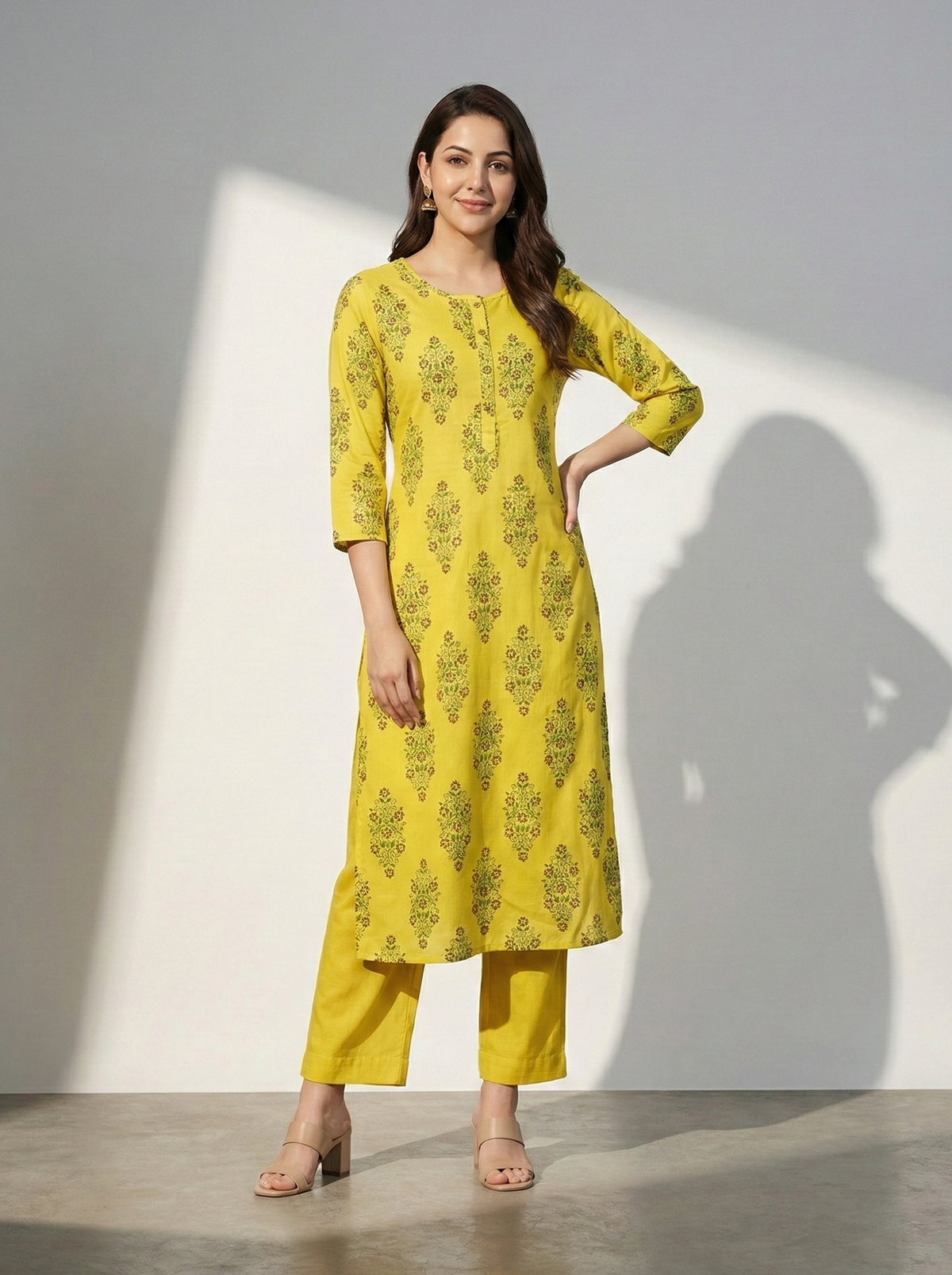 Floral Printed Rayon Kurta Set