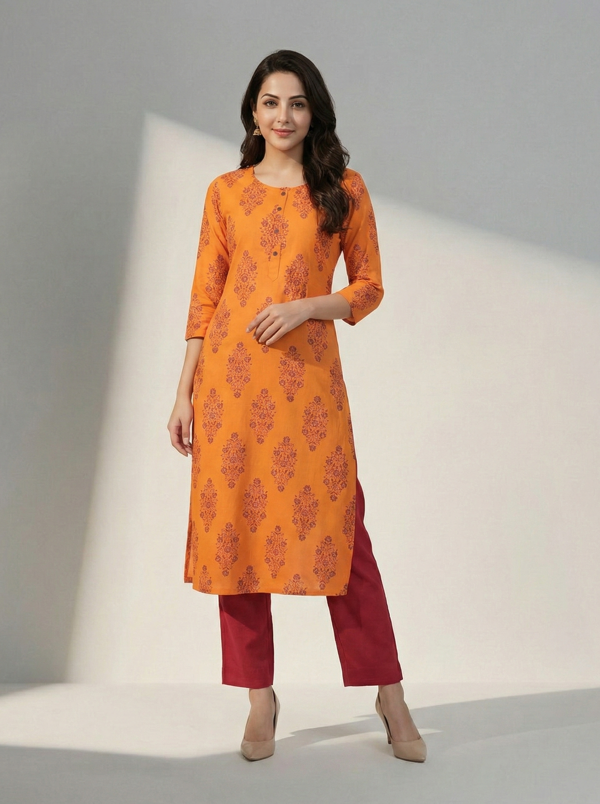 FLORAL PRINTED RAYON KURTA SET