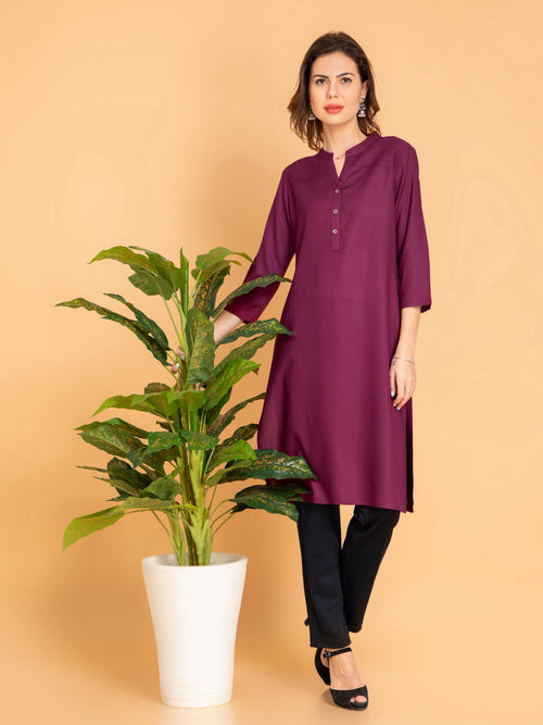 Pintuck Detail Knee-Length Kurti