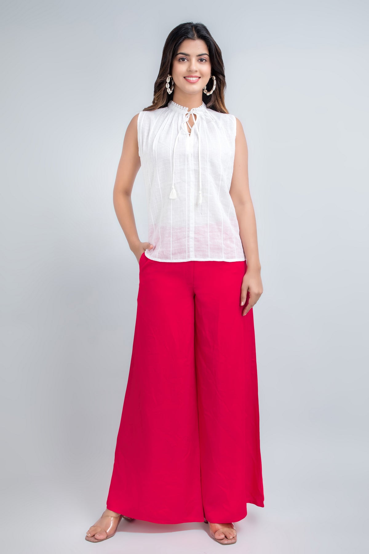 Solid Rayon Palazzo Pants