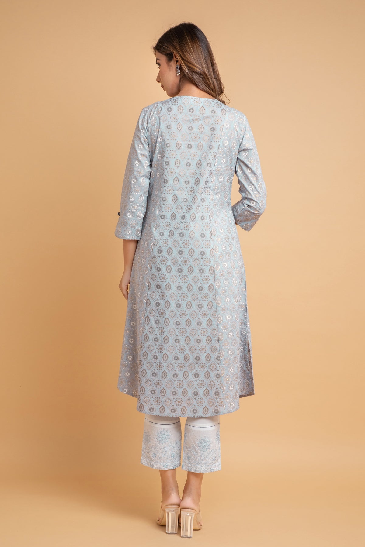 Printed 3Pc Kurta Set with Straight Pants & Embroidered Dupatta