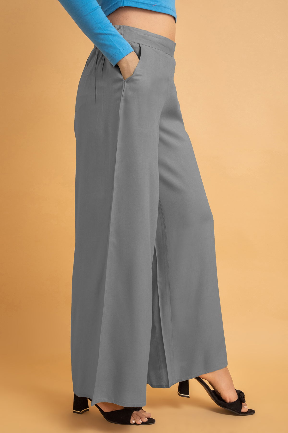 Solid Rayon Palazzo Pants