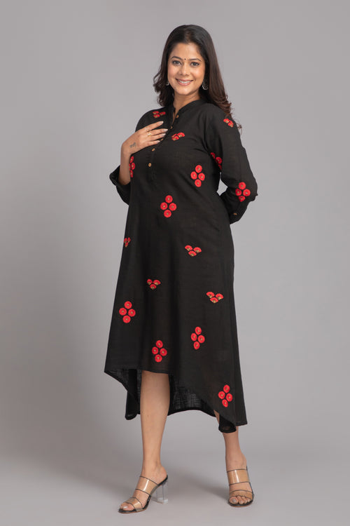 Embroidered High-Low Cotton Kurti