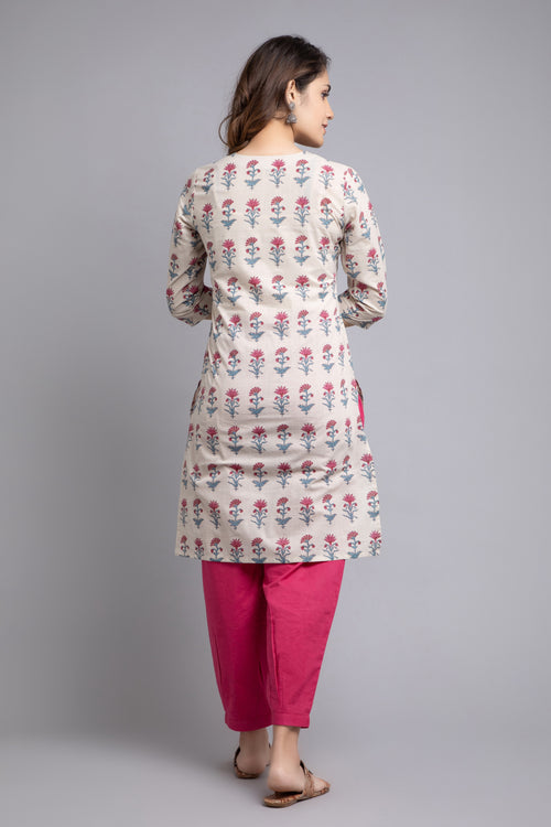 Embrace Simplicity with our Screen Printed Straight Fit Kurta Set!