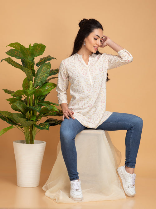 Printed Rayon Linen Top