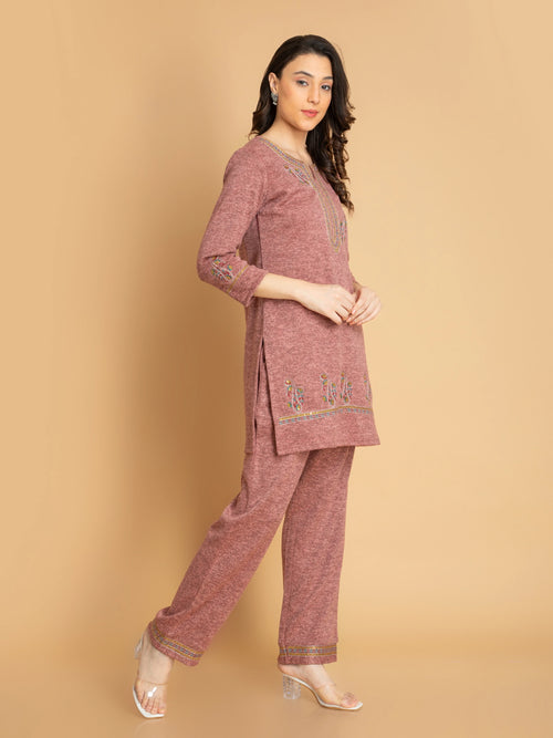 KARACHI 3PC KURTA SET WITH SEQUENCE EMBROIDERY