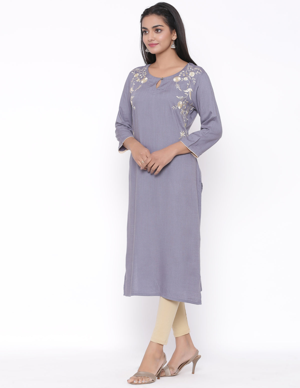 EMBROIDERED STRAIGHT LONG KURTI