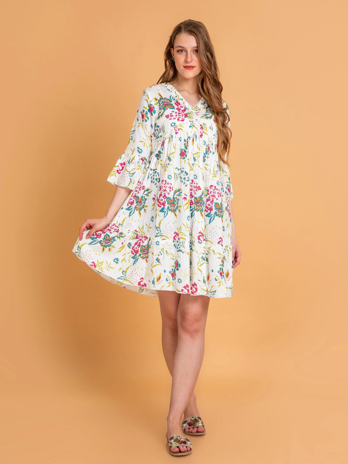 PRINTED TIERED DRESS