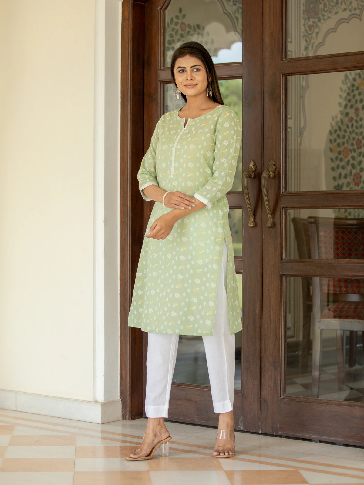 IKAT PRINTED STRAIGHT KURTI