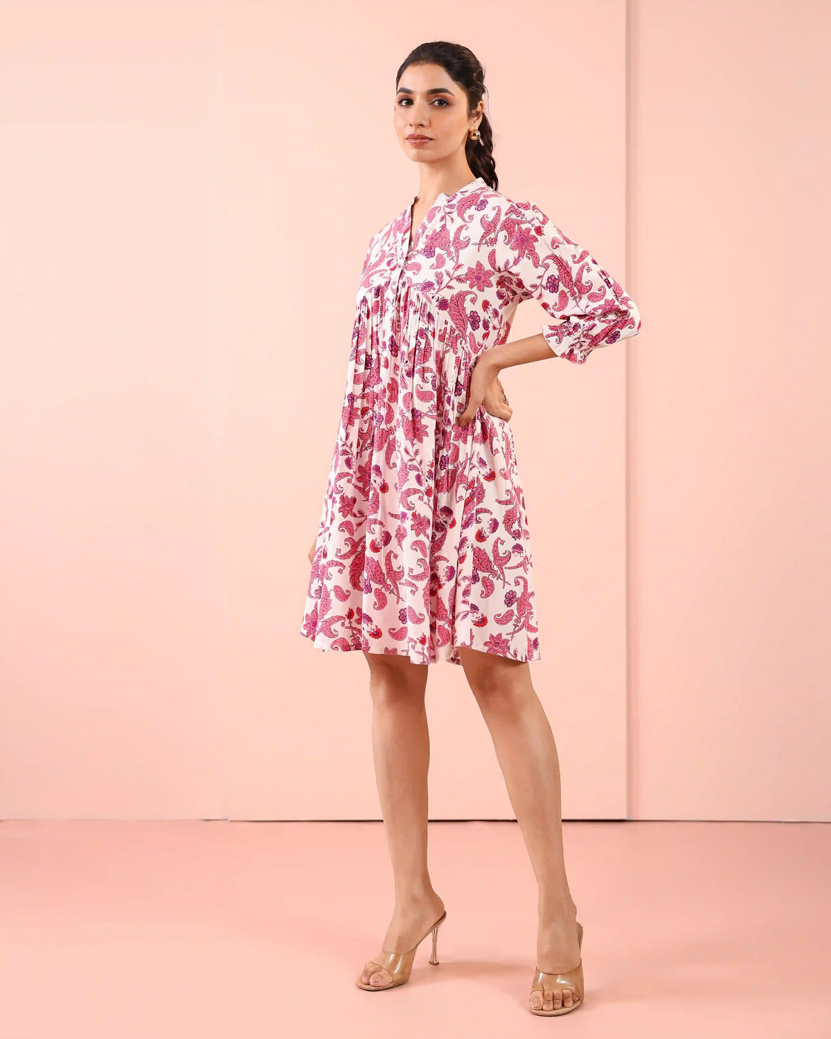 Floral Printed Alya Cut Short Dress