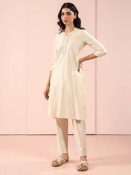 SILK BASE 2PC GOLD PRINTED KURTA SET