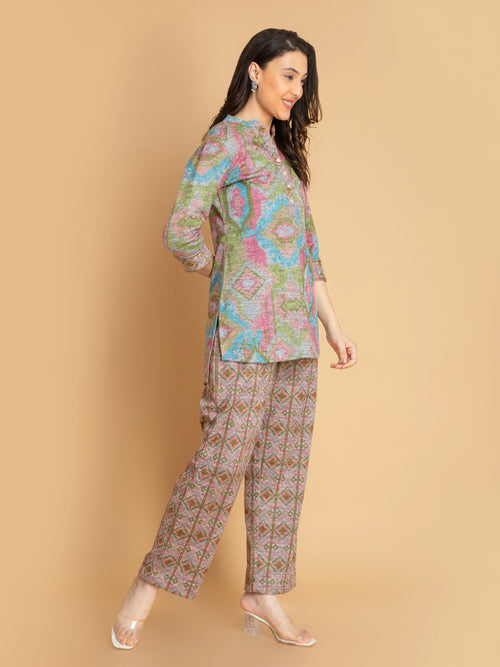 KARACHI DIGITAL IKKAT PRINTED CO-ORD SET