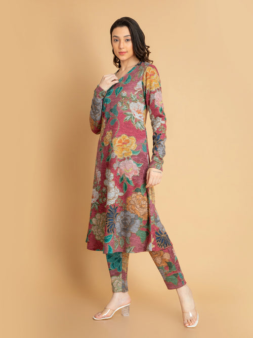 KARACHI DIGITAL FLORAL PRINTED 3PC ALINE SET DETAILED WITH ADDA WORK HIGHLIGHT