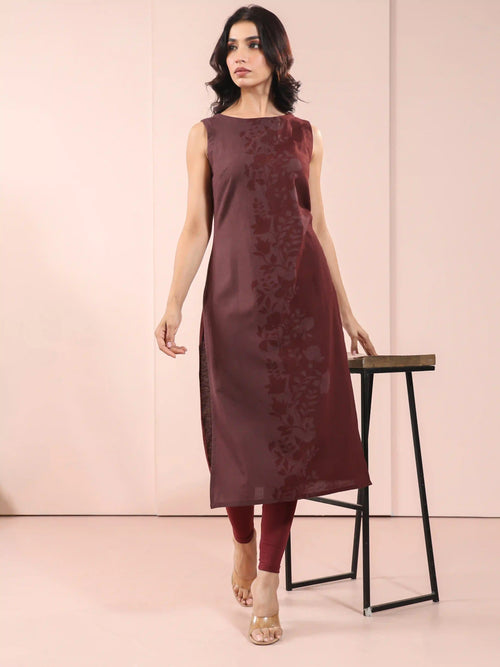 LINEN BLEND PLACEMENT PRINT KURTA