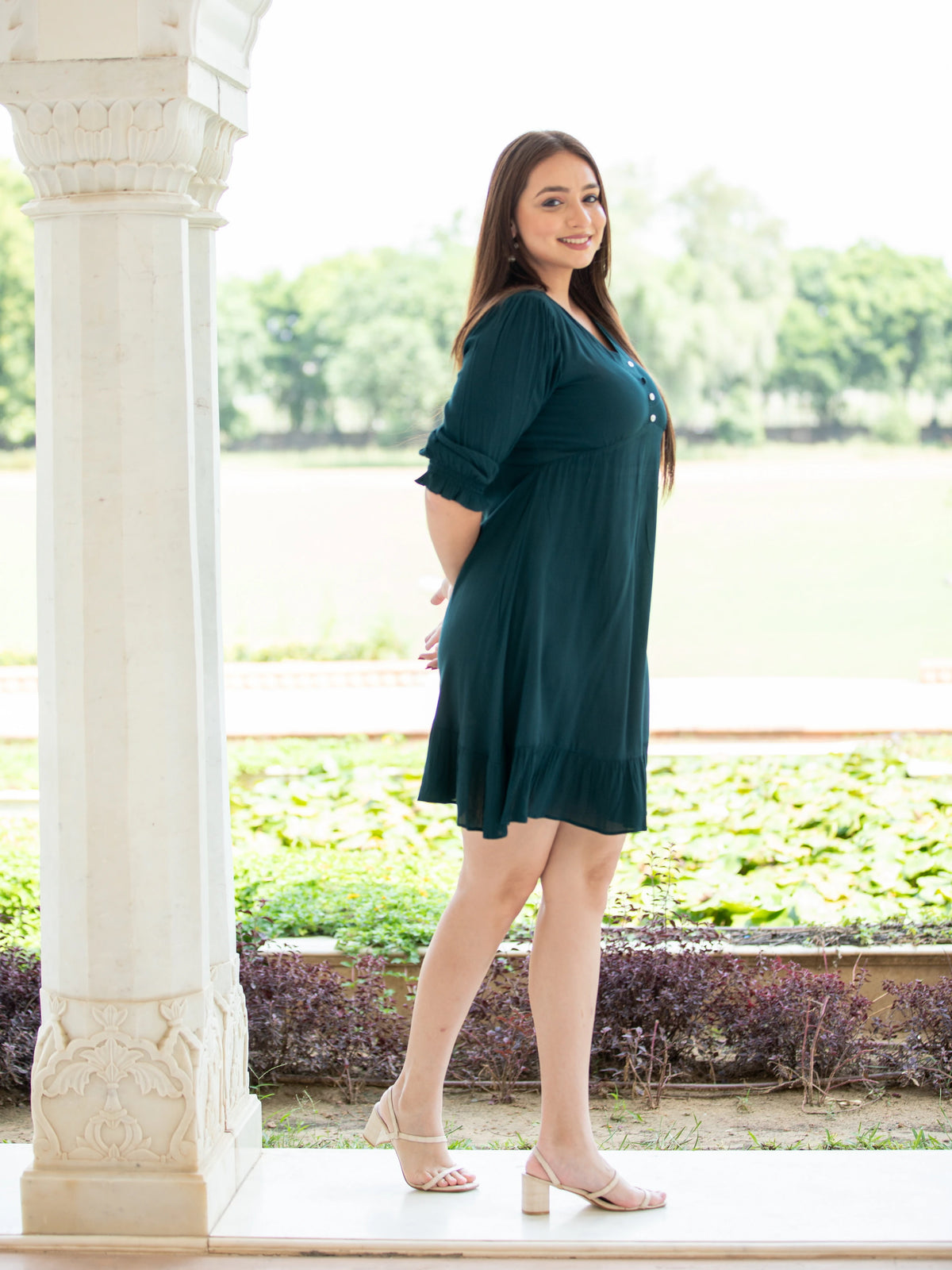 RAYON CRAP ALIYA CUT SHORT DRESS