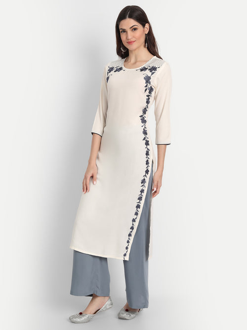 RAYON STRAIGHT EMBROIDERED LONG KURTI