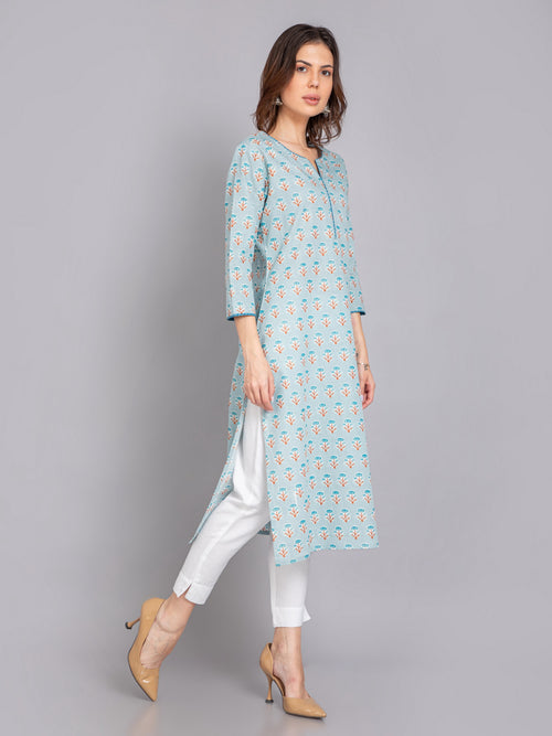 Rayon Linen Gold Foil Printed Long Kurti