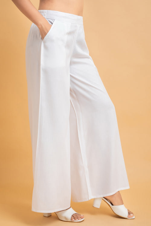 Solid Rayon Palazzo Pants