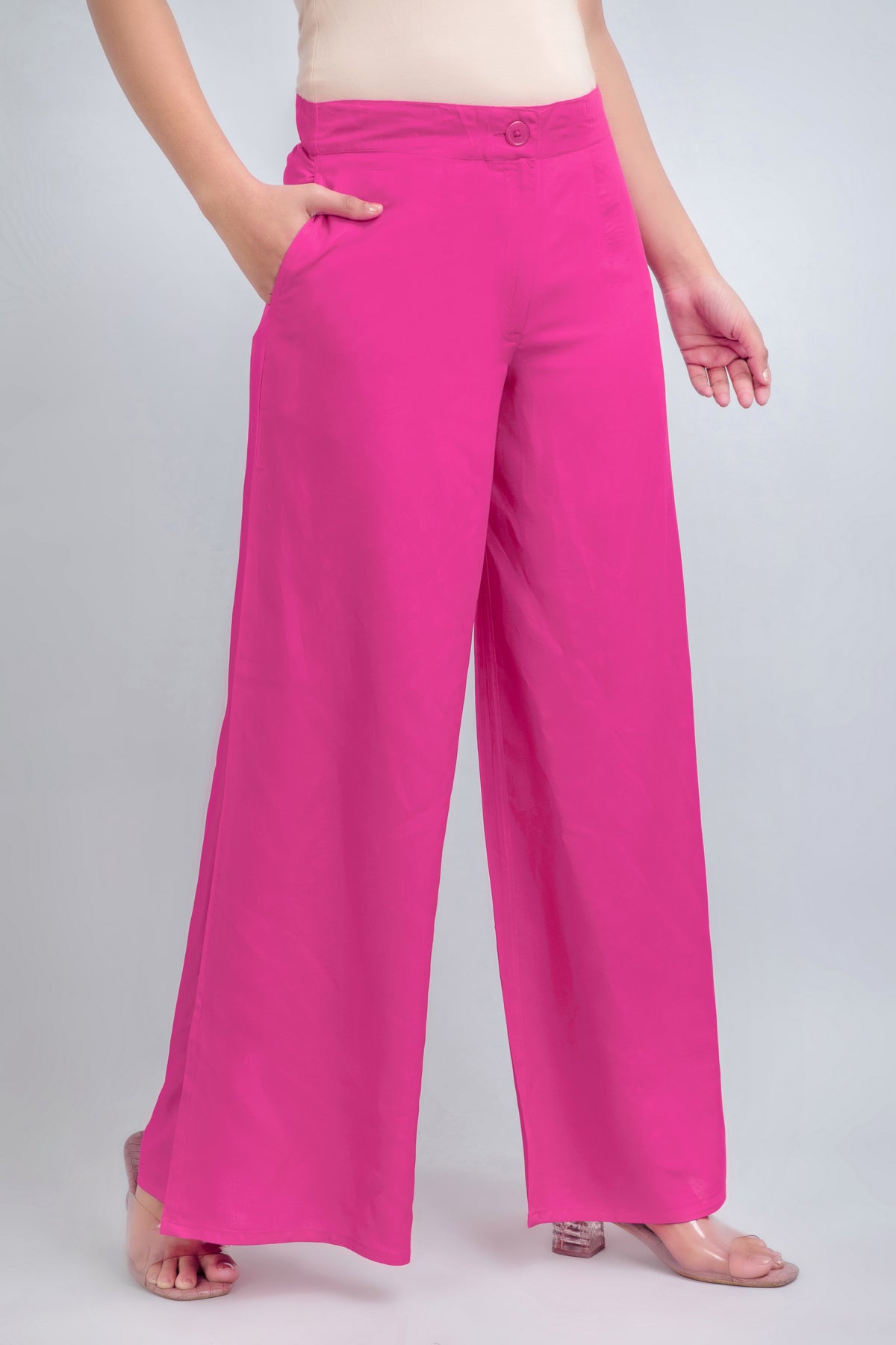 Solid Rayon Palazzo Pants