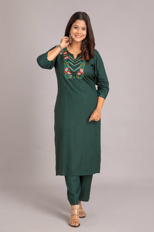 Embroidered Rayon 2Pc Kurta Set