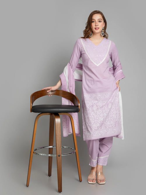 SUTI WOMEN COTTON KHADI PRINTED 3 PCS KURTA SET