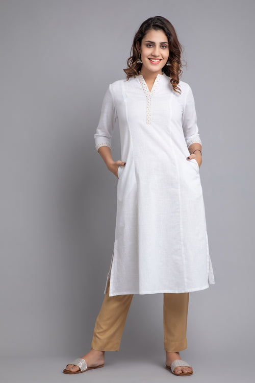 Kalidar Straight Long Kurti with Intricate Embroidery