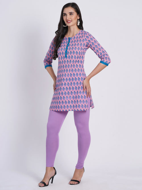 Mul Cotton Floral Printed Short Kurti