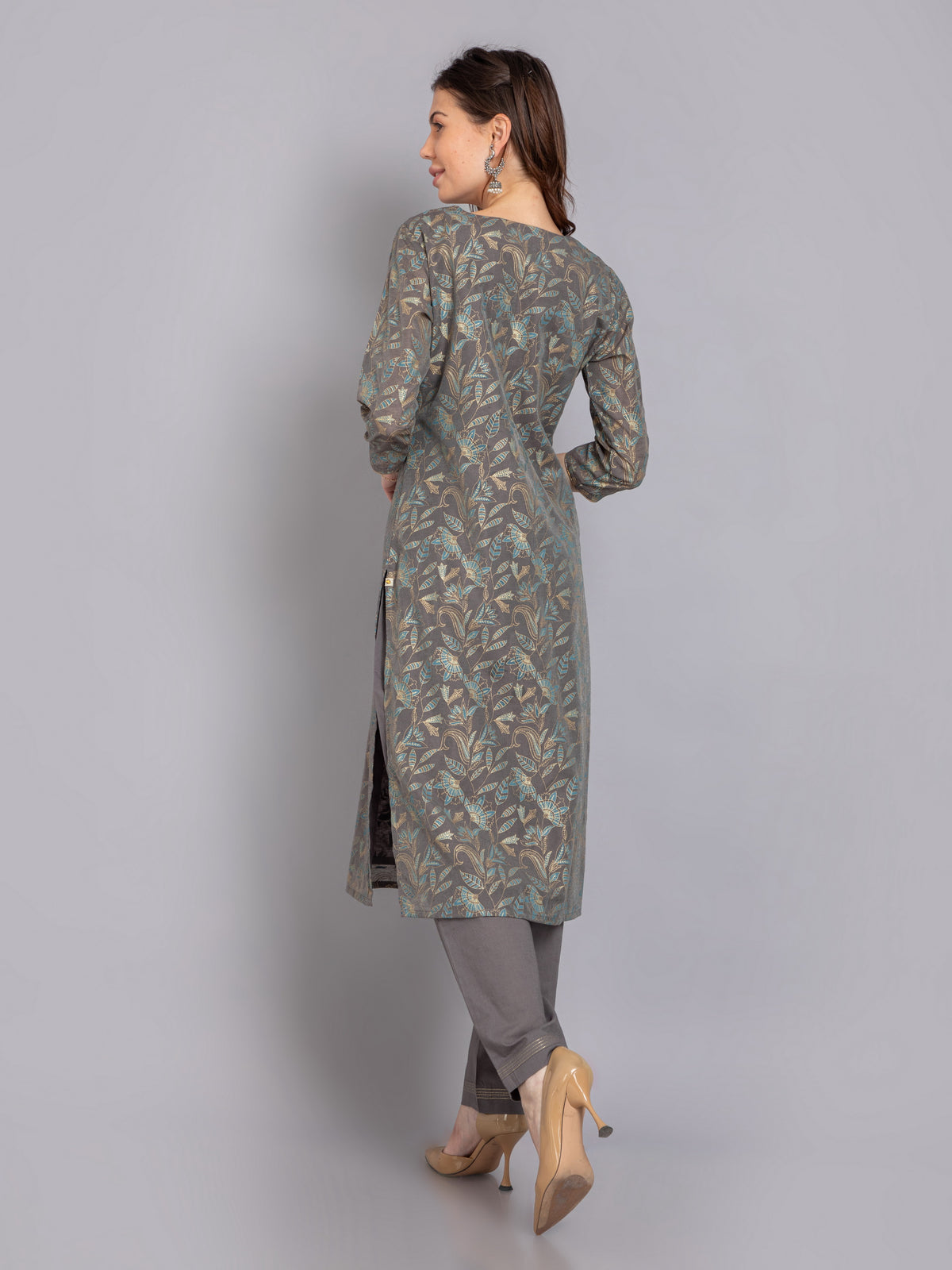 GOLD PRINTED STRAIGHT KURTA WITH PANT SET