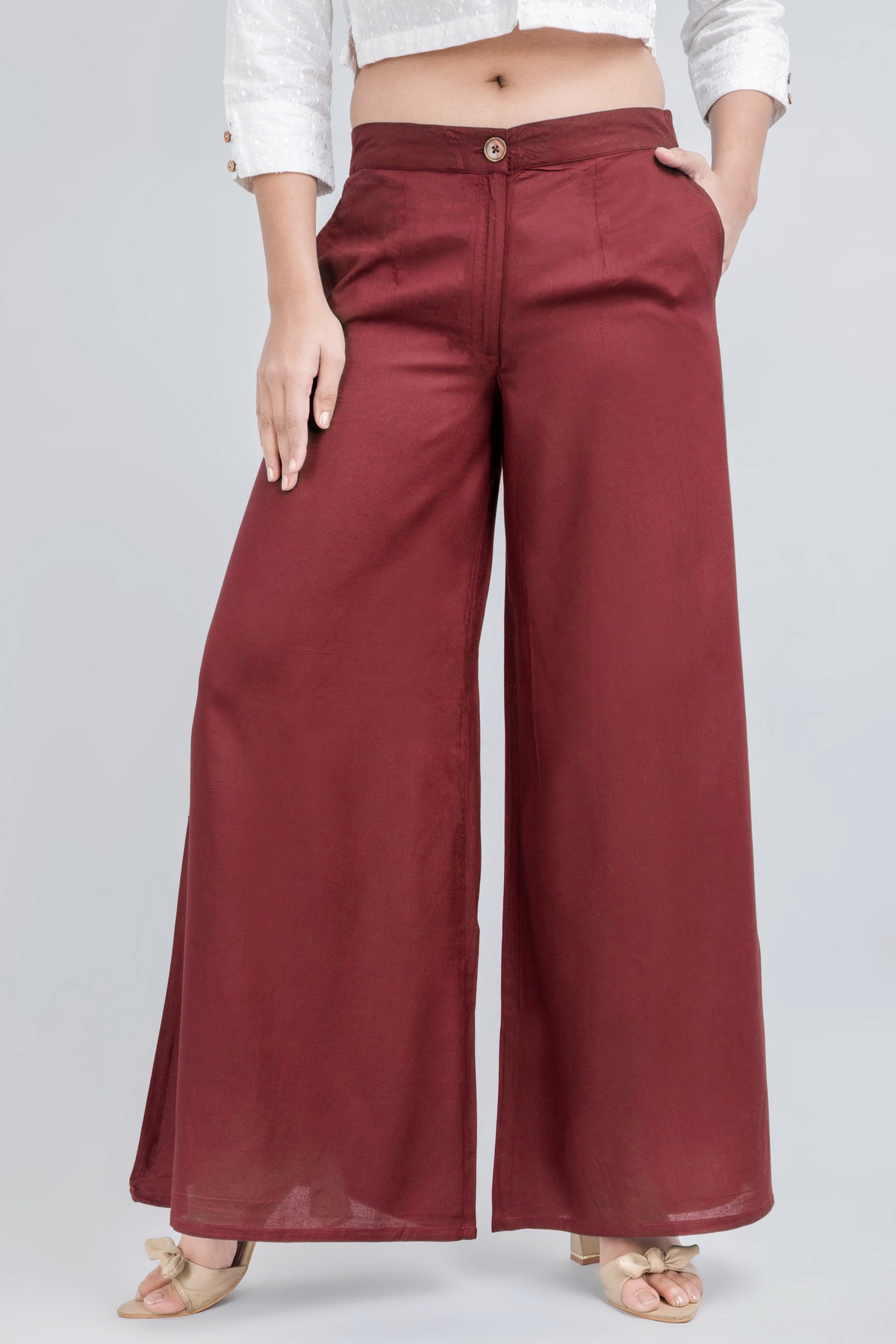 Solid Rayon Palazzo Pants