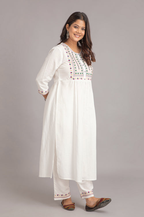 Rayon Embroidered Naira Cut 2 Pc Kurta Set