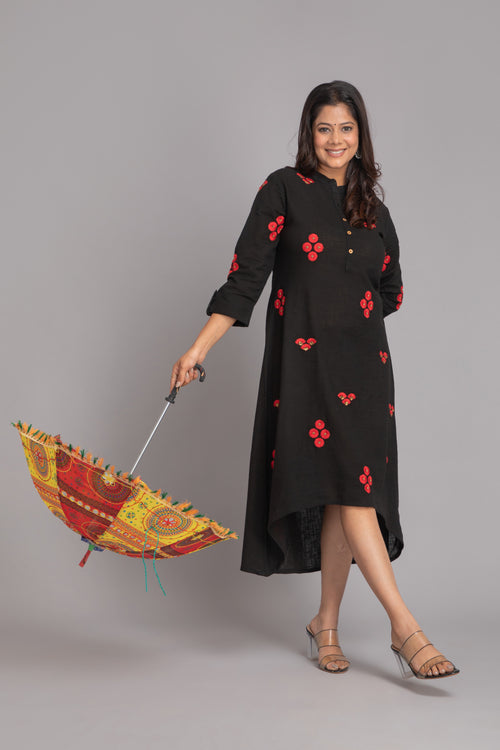 Embroidered High-Low Cotton Kurti