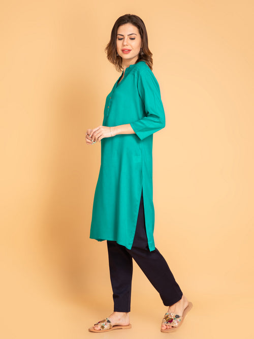 Pintuck Detail Knee-Length Kurti