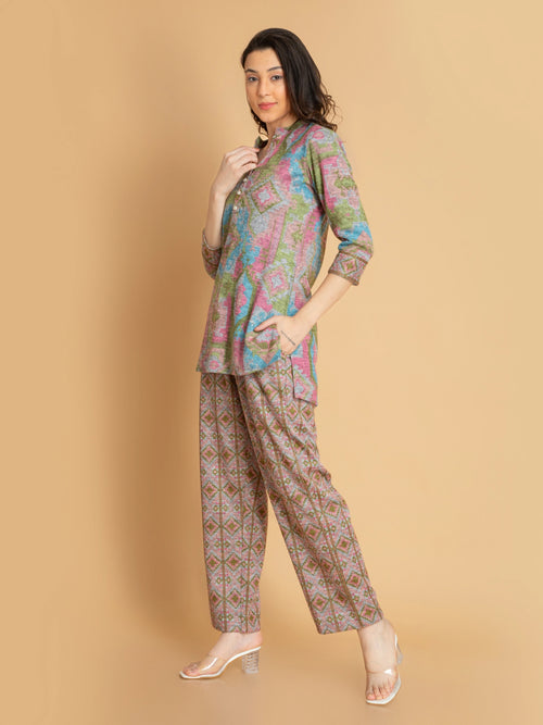 KARACHI DIGITAL IKKAT PRINTED CO-ORD SET