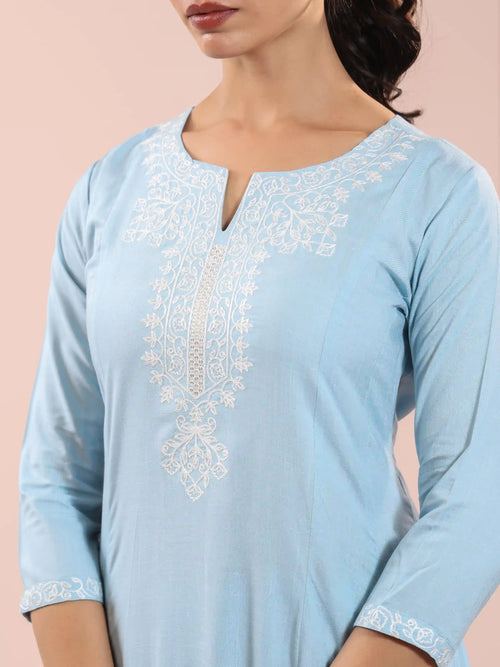 3PC KALIDAR KURTA SET DETAILED WITH EMBROIDERY