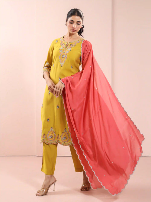3PC CHIKANKARI EMBROIDERY KURTA SET