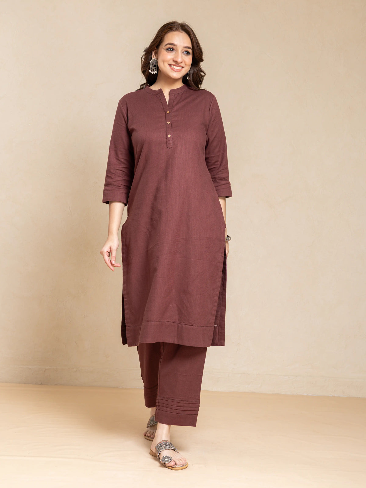 LINEN 2PC KURTA SET DETAILED WITH FAGGOTING