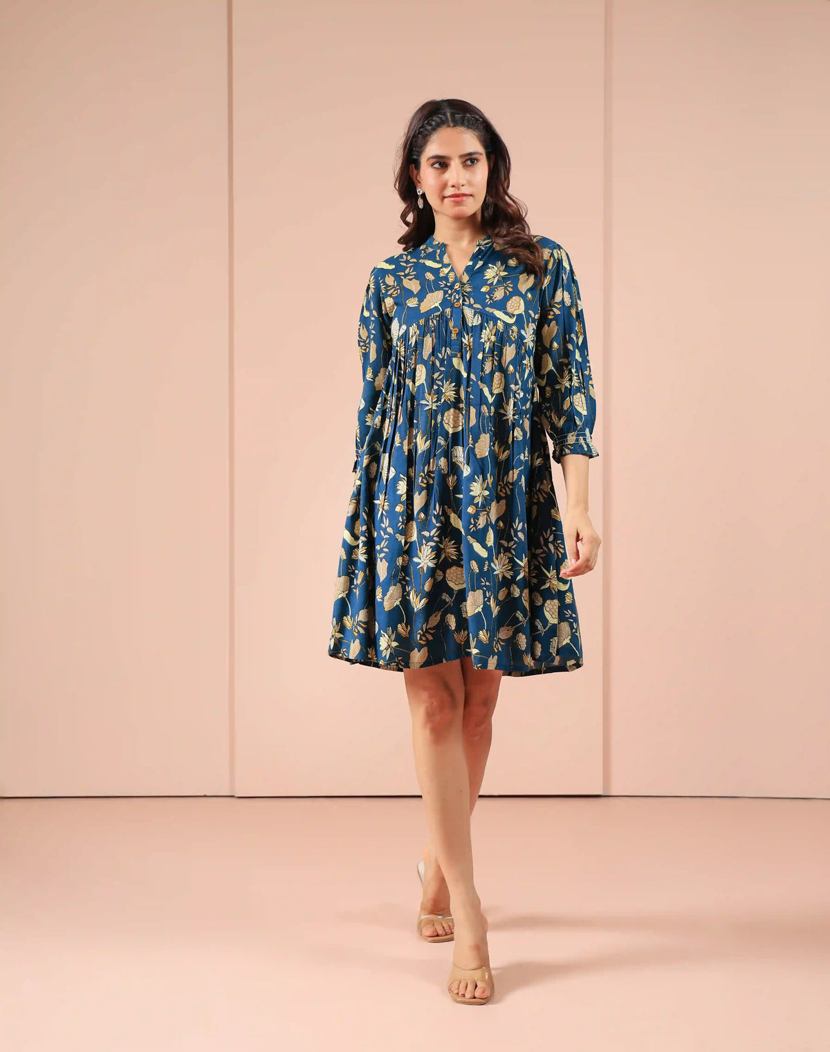 SUTI WOMEN RAYON PRINTED SHORT DRESS