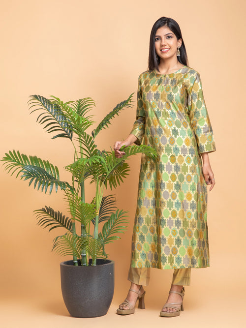 GOLD PRINTED A LINE LONG KURTI