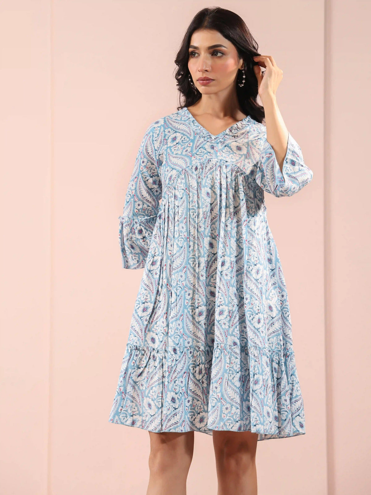 Printed Tiered Alya Cut Dress