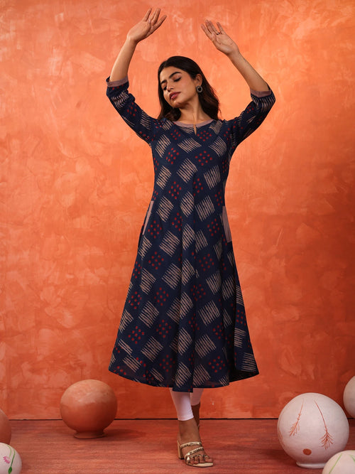 DABU PRINTED LONG BIAS DRESS
