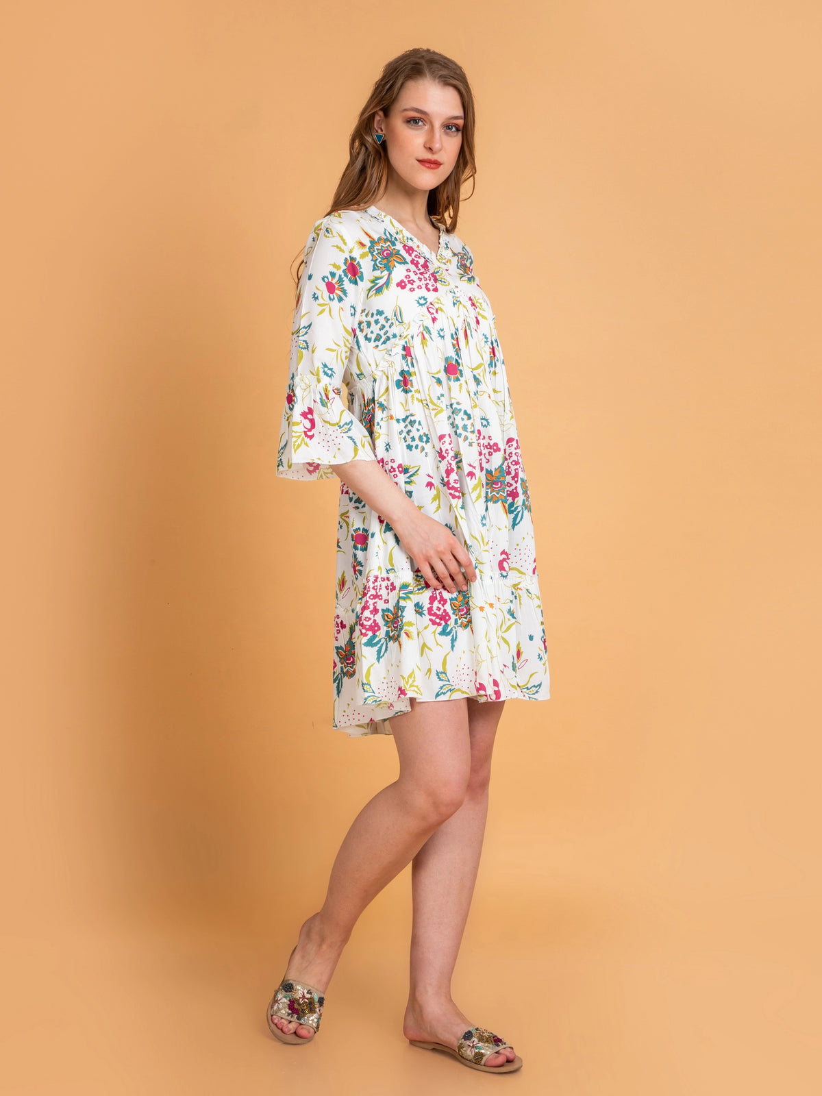 PRINTED TIERED DRESS