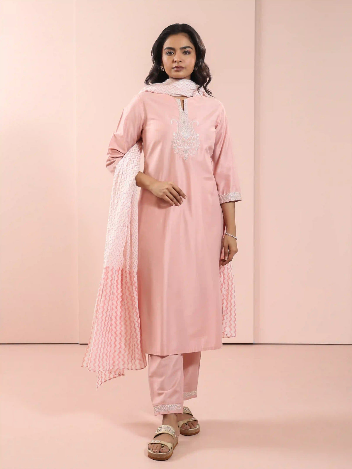 3PC SEQUENCE EMBROIDERY KURTA SET WITH FANCY DUPATTA