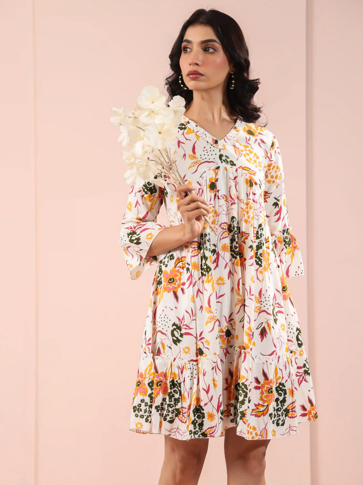 PRINTED TIERED DRESS