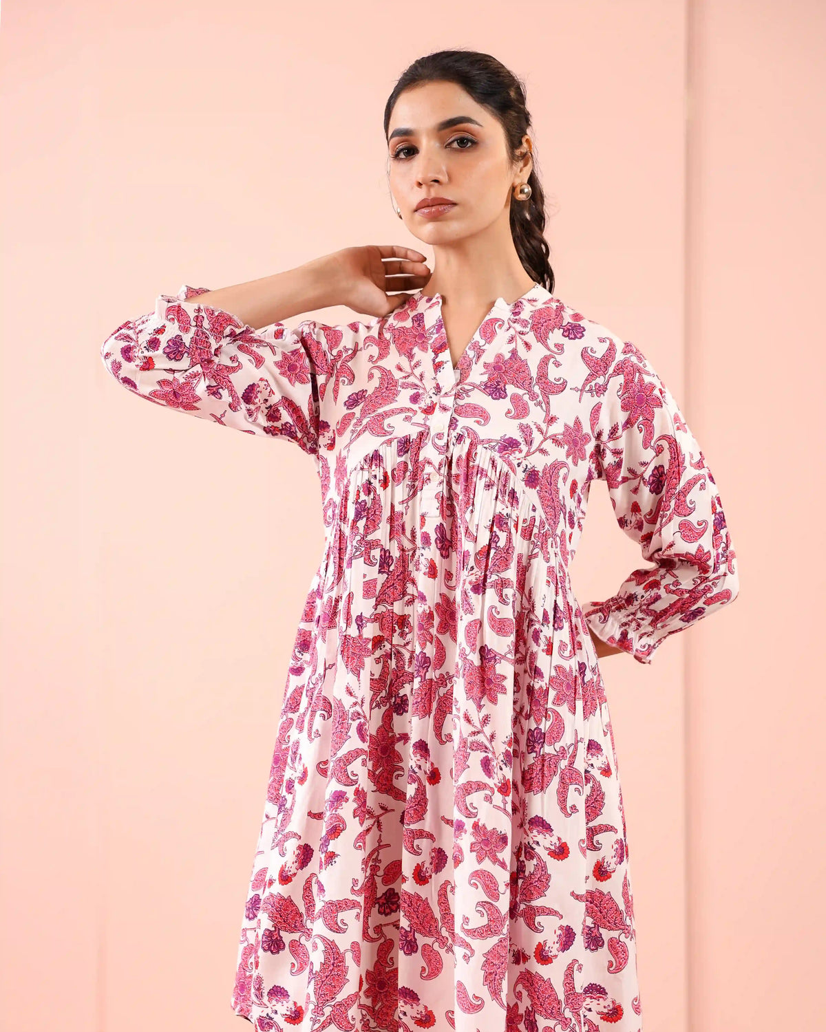 Floral Printed Alya Cut Short Dress