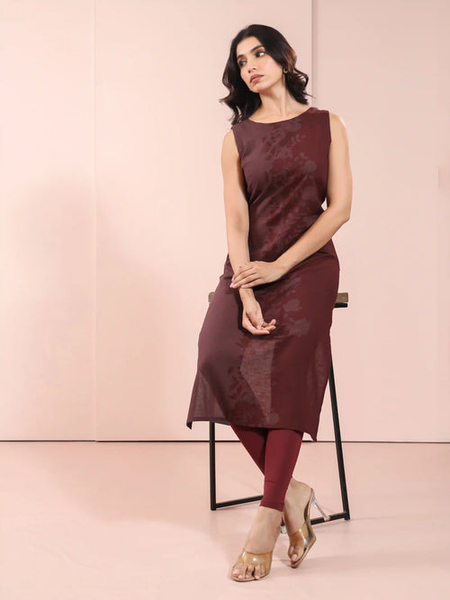LINEN BLEND PLACEMENT PRINT KURTA