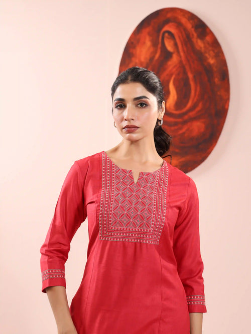 TUSSER SILK KANTHA EMBROIDERED KURTI