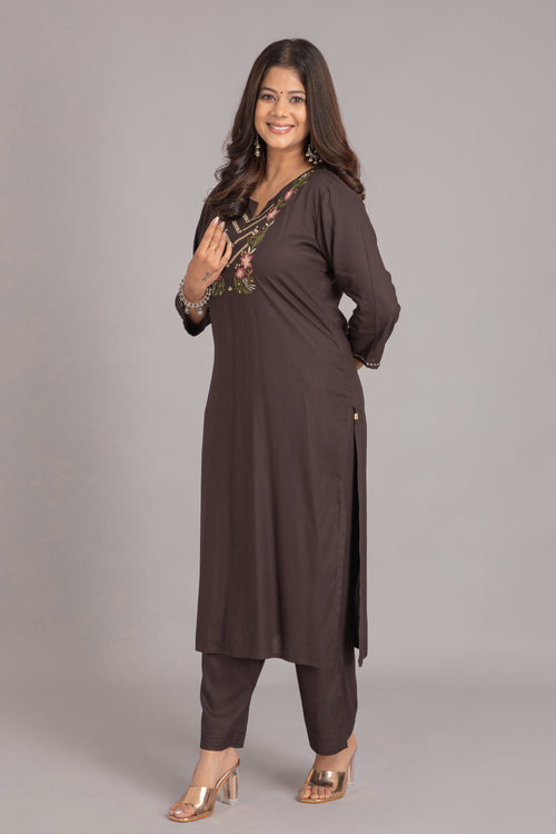 Embroidered Rayon 2Pc Kurta Set