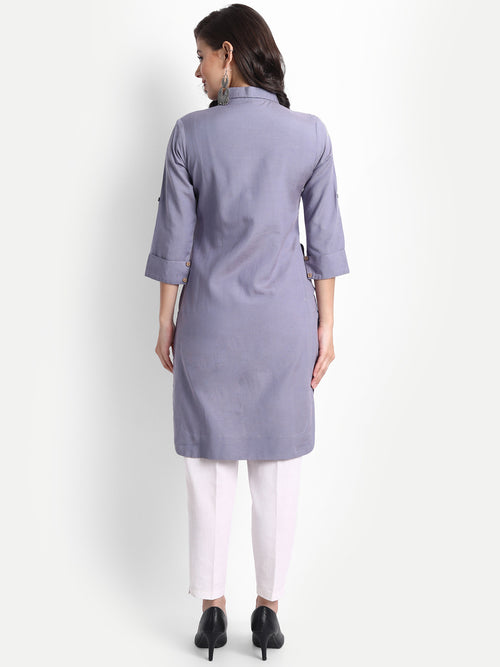 Rayon Linen Shirt Style Tunic