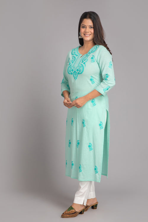 Embroidered Straight Long Kurti